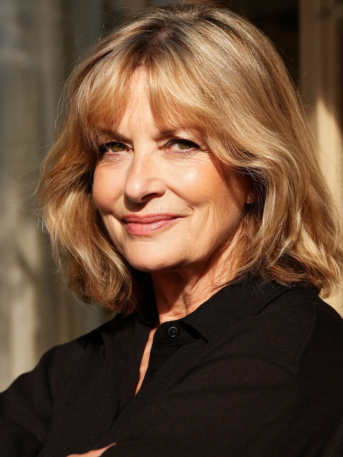 Classic Layered Bob with Soft Sandy Blonde Hue